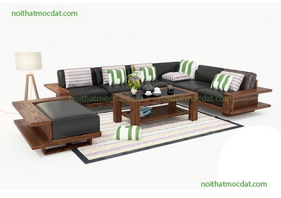 Ghế sofa gỗ óc chó ms 14-Thiết kế thi công