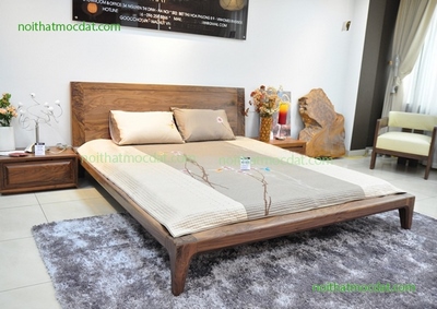 Giường ngủ gỗ óc chó ms 02 - Thiết kế thi công