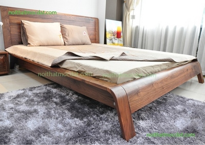 Giường ngủ gỗ óc chó ms 03 - Thiết kế thi công