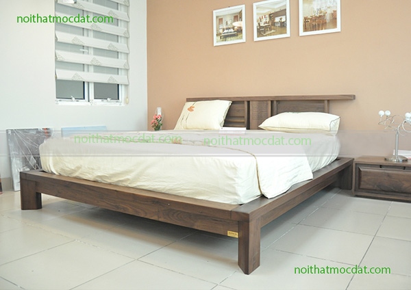 Giường ngủ gỗ óc chó ms 08 - Thiết kế thi công