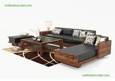 Ghế sofa gỗ óc chó ms 16-Thiết kế thi công
