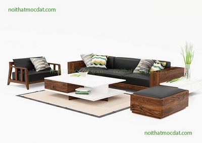 Ghế sofa gỗ óc chó ms 17-Thiết kế thi công