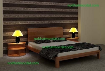 giường ngủ gỗ veneer sồi  MS 12