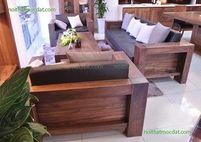Ghế sofa gỗ óc chó ms 09 -Thiết kế thi công